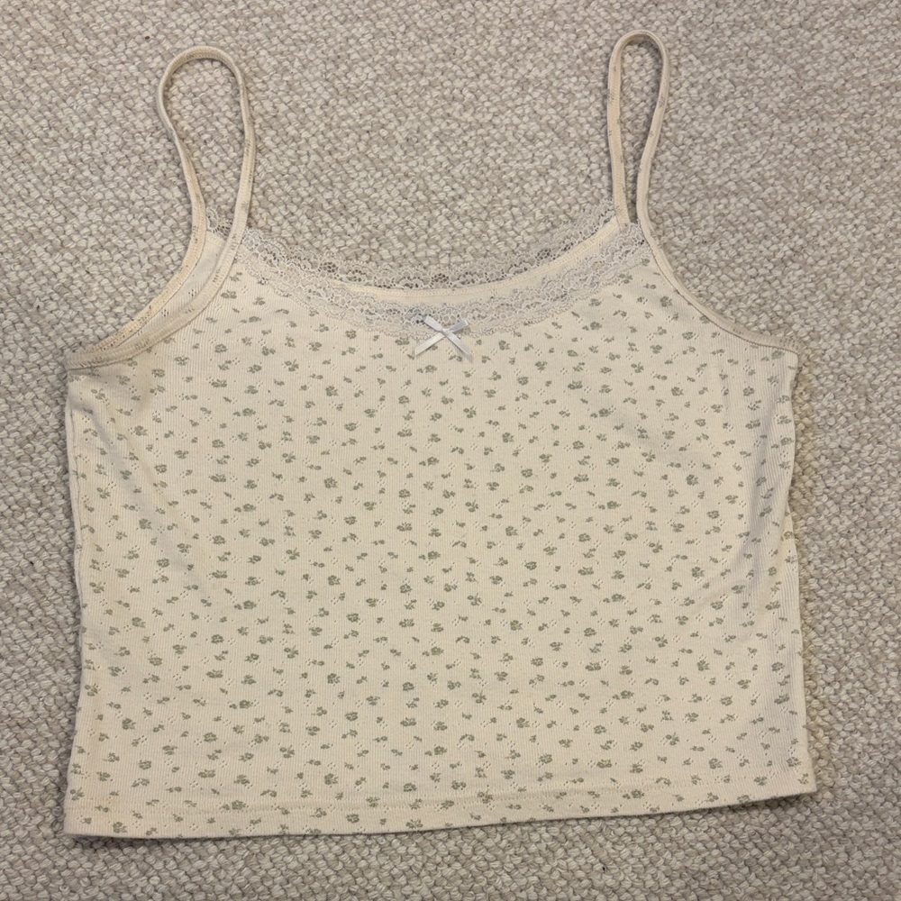 Brandy Melville Cream Floral Camisole